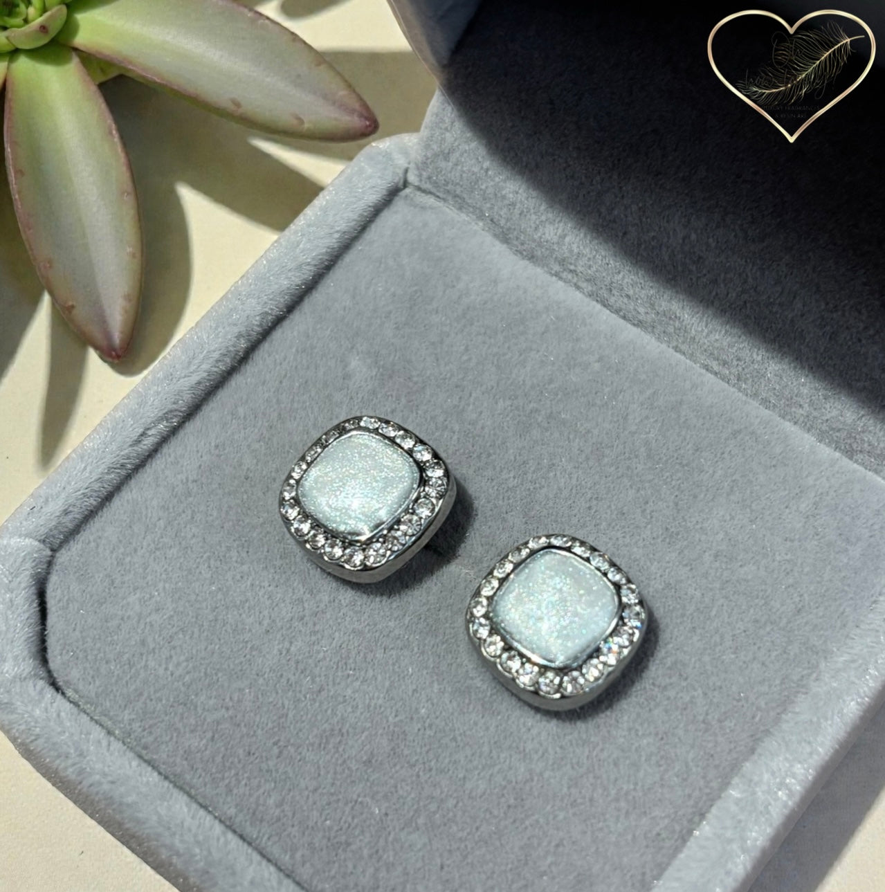 Resin and CZ Halo Earrings