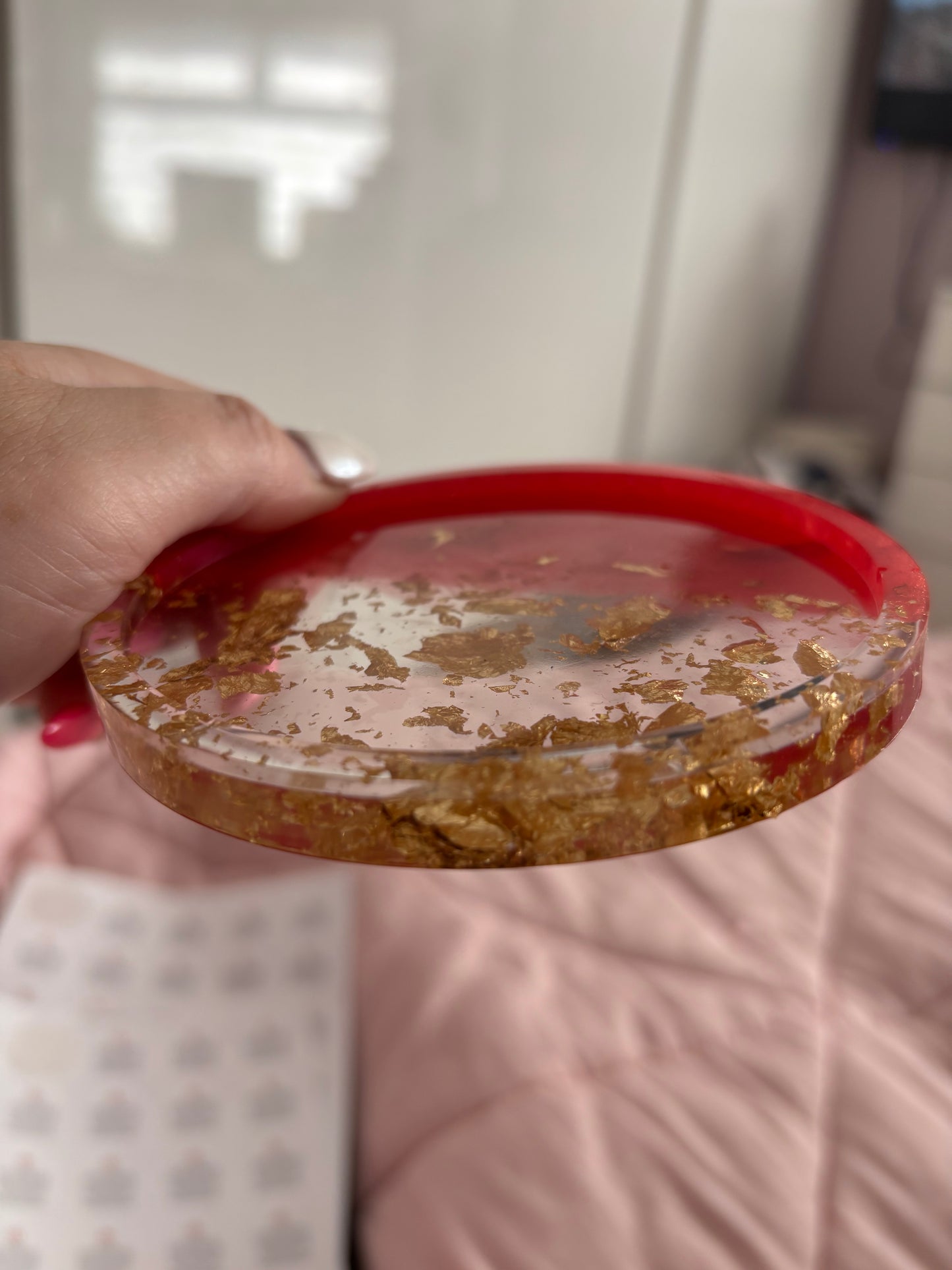 Large Gold Leaf Resin Coaster Set