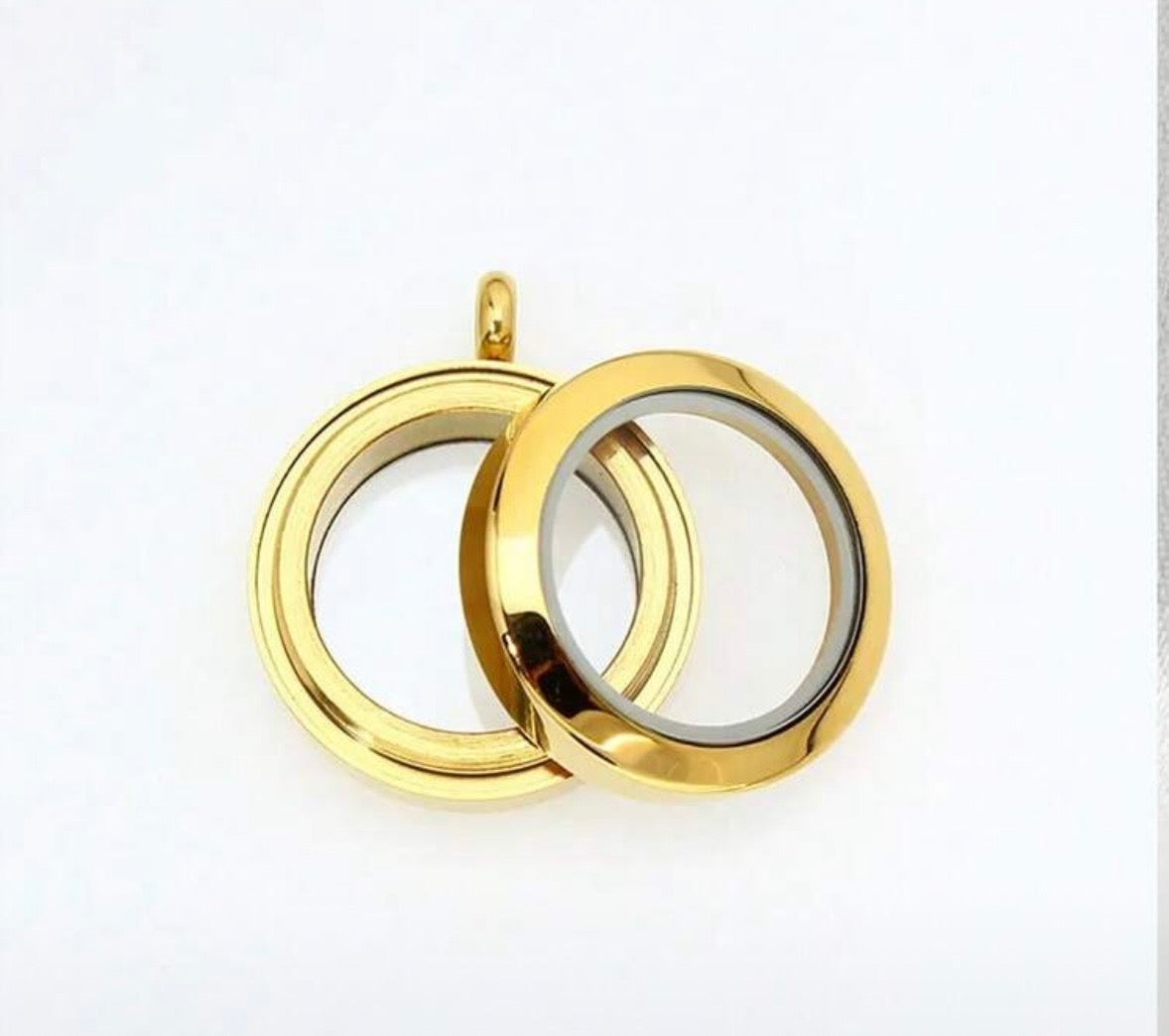 Self Fill Round Glass Memorial Necklace - Gold Plated