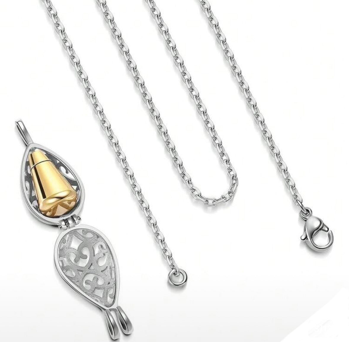 Self Fill Teardrop Memorial Necklace
