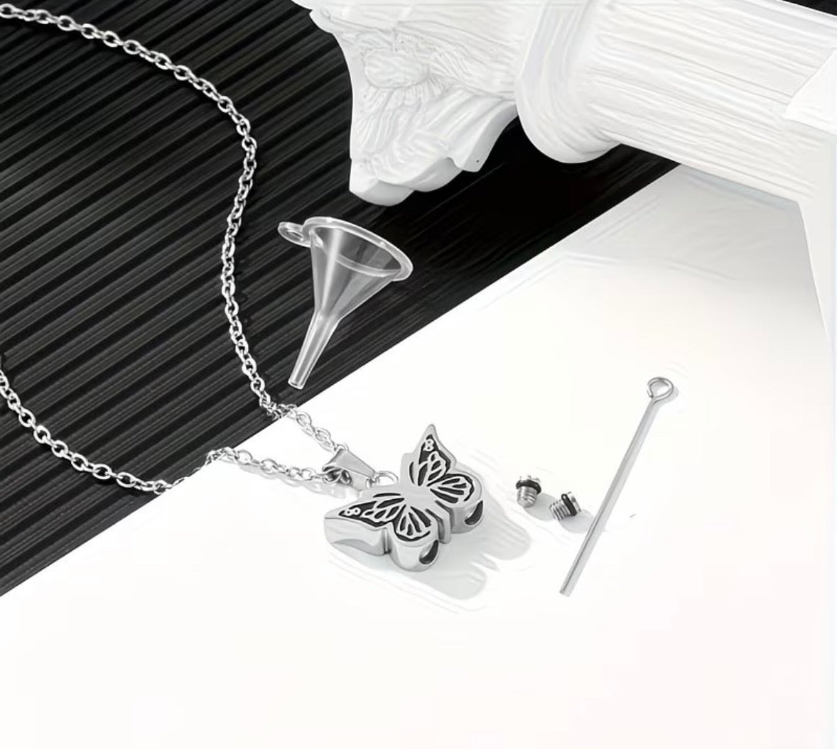 Self Fill Butterfly Memorial Necklace