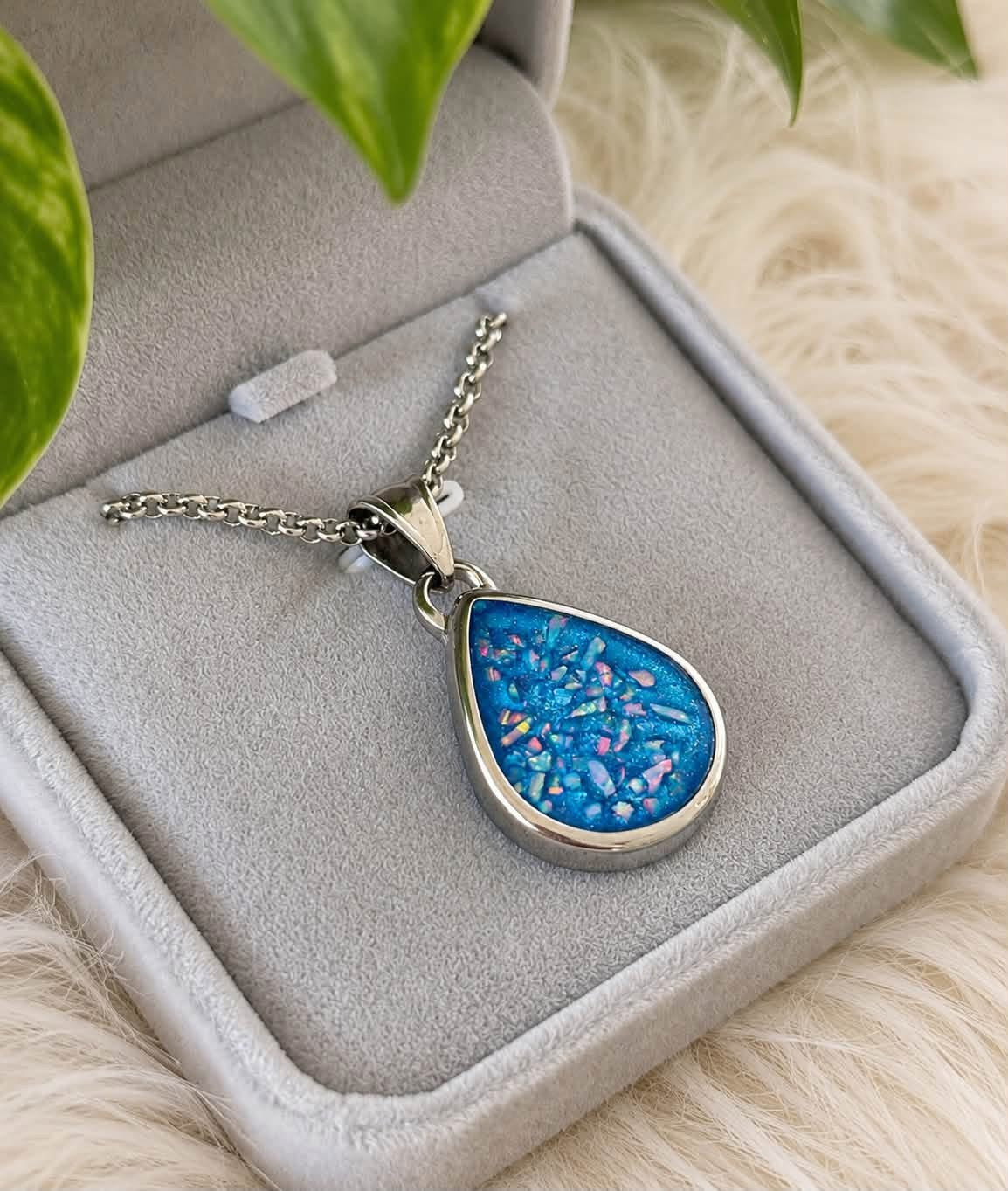 Large Teardrop Memorial Necklace