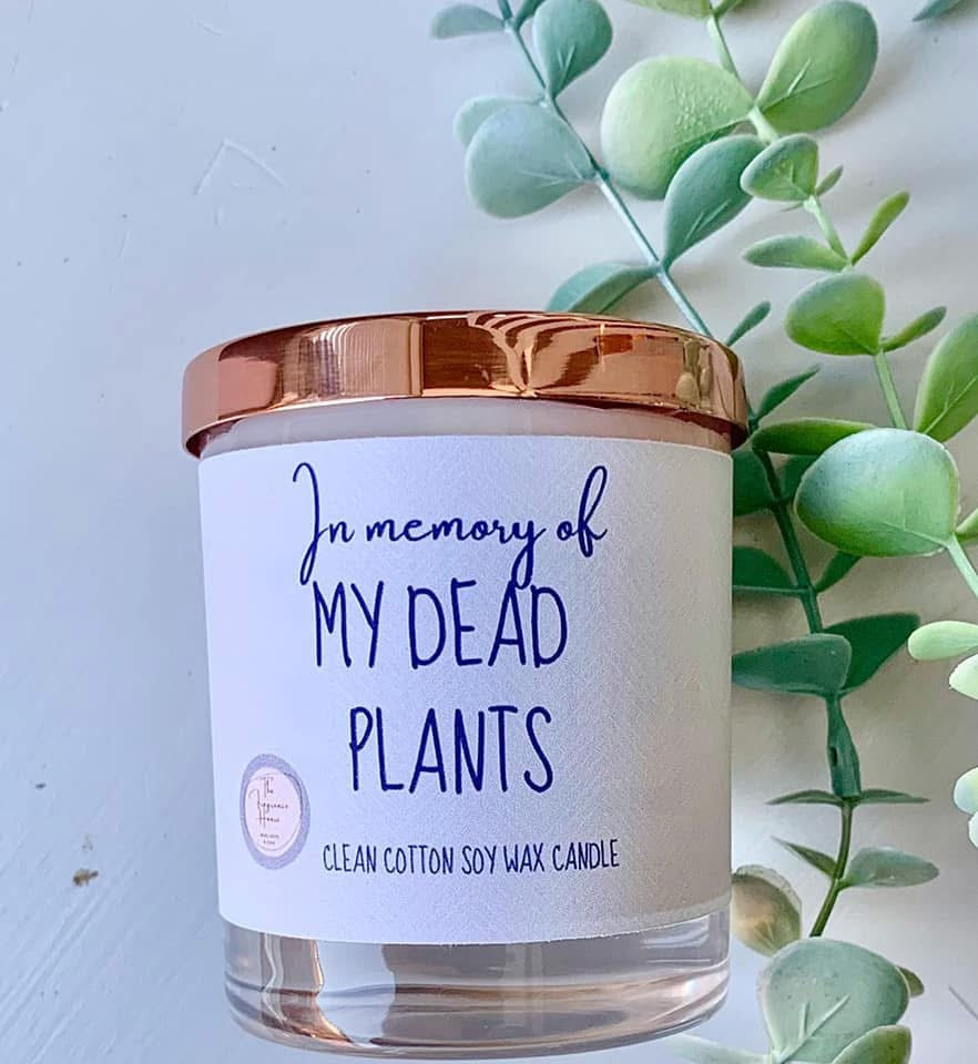 ‘In memory of my dead plants’ candle
