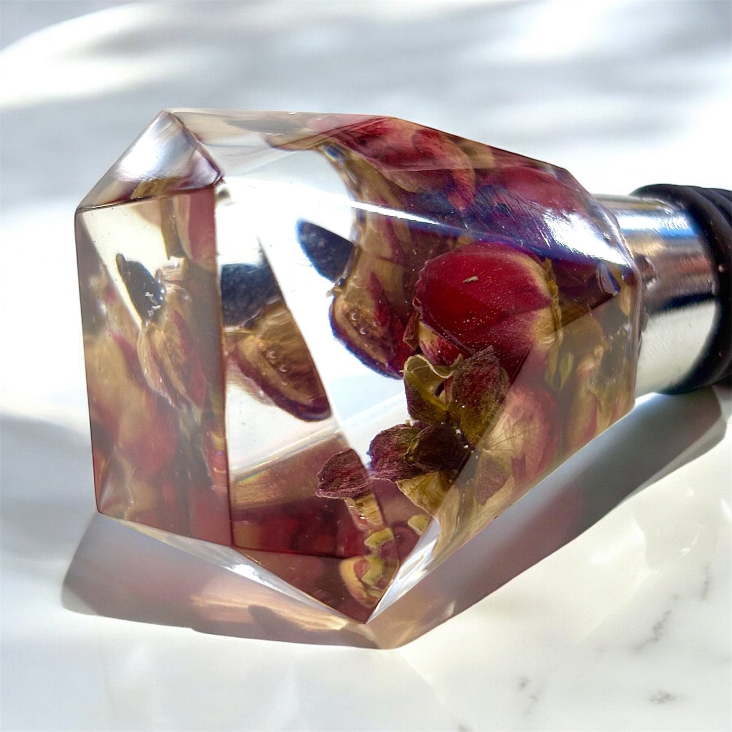 Rosebud Resin Bottle Stopper
