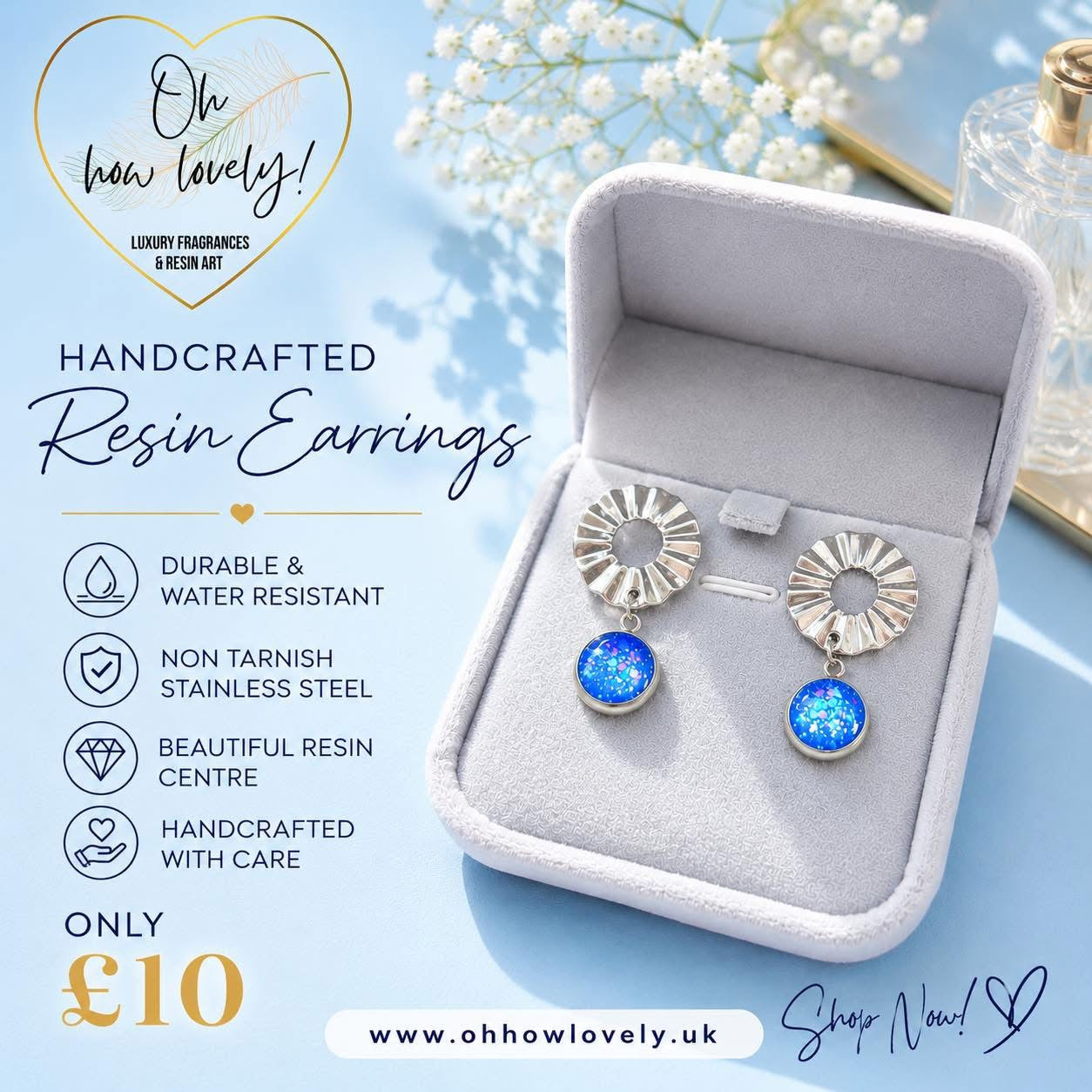 Beautiful Handcrafted Resin Drop Earrings