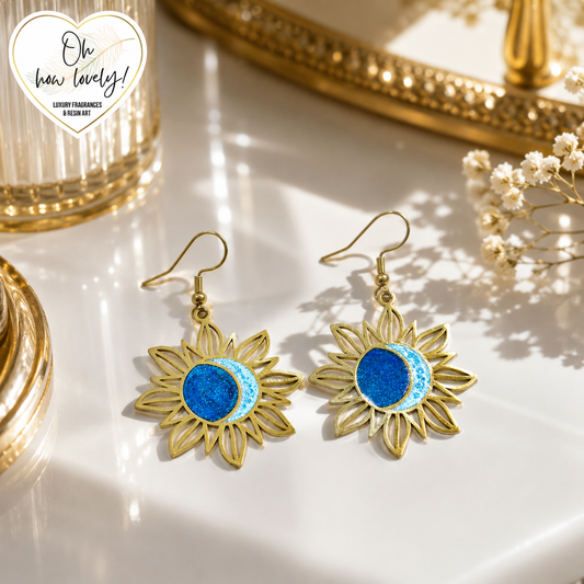 Sun & Moon Gold Plated Resin Earrings