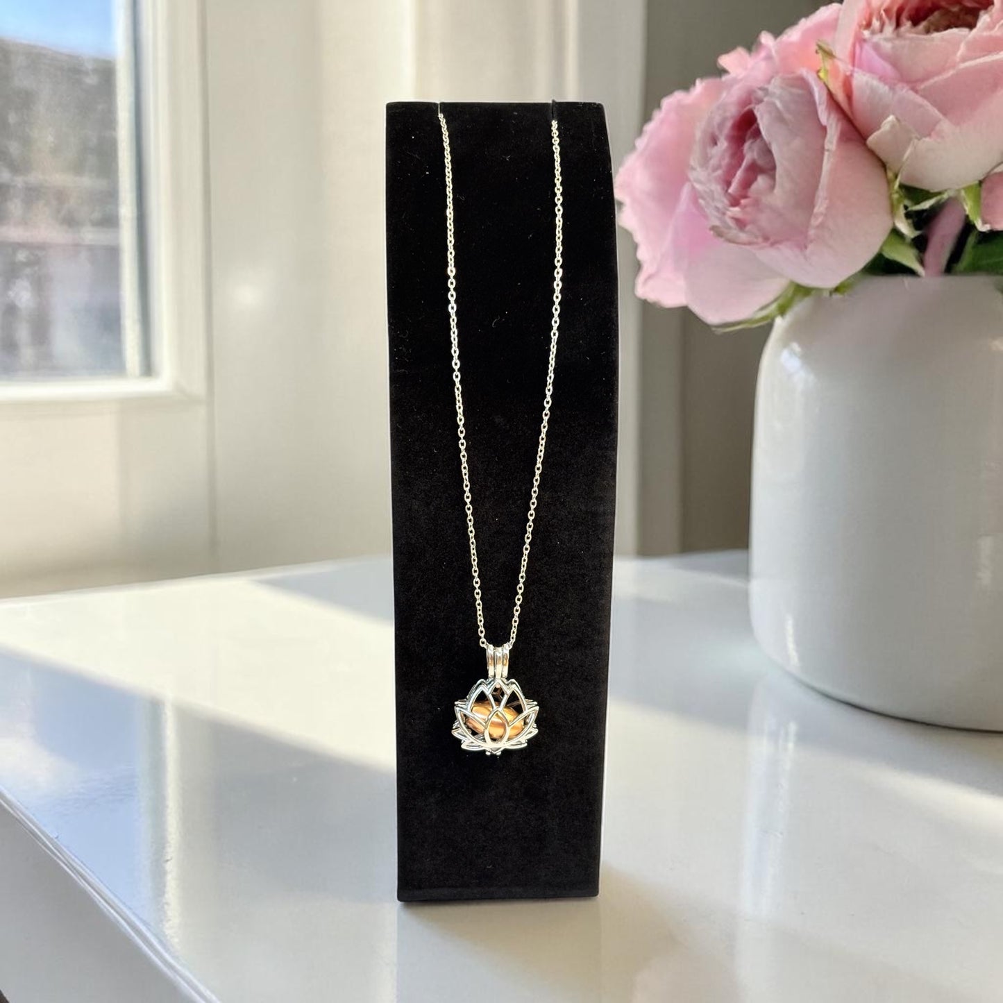 Self Fill Lotus Flower Memorial Necklace