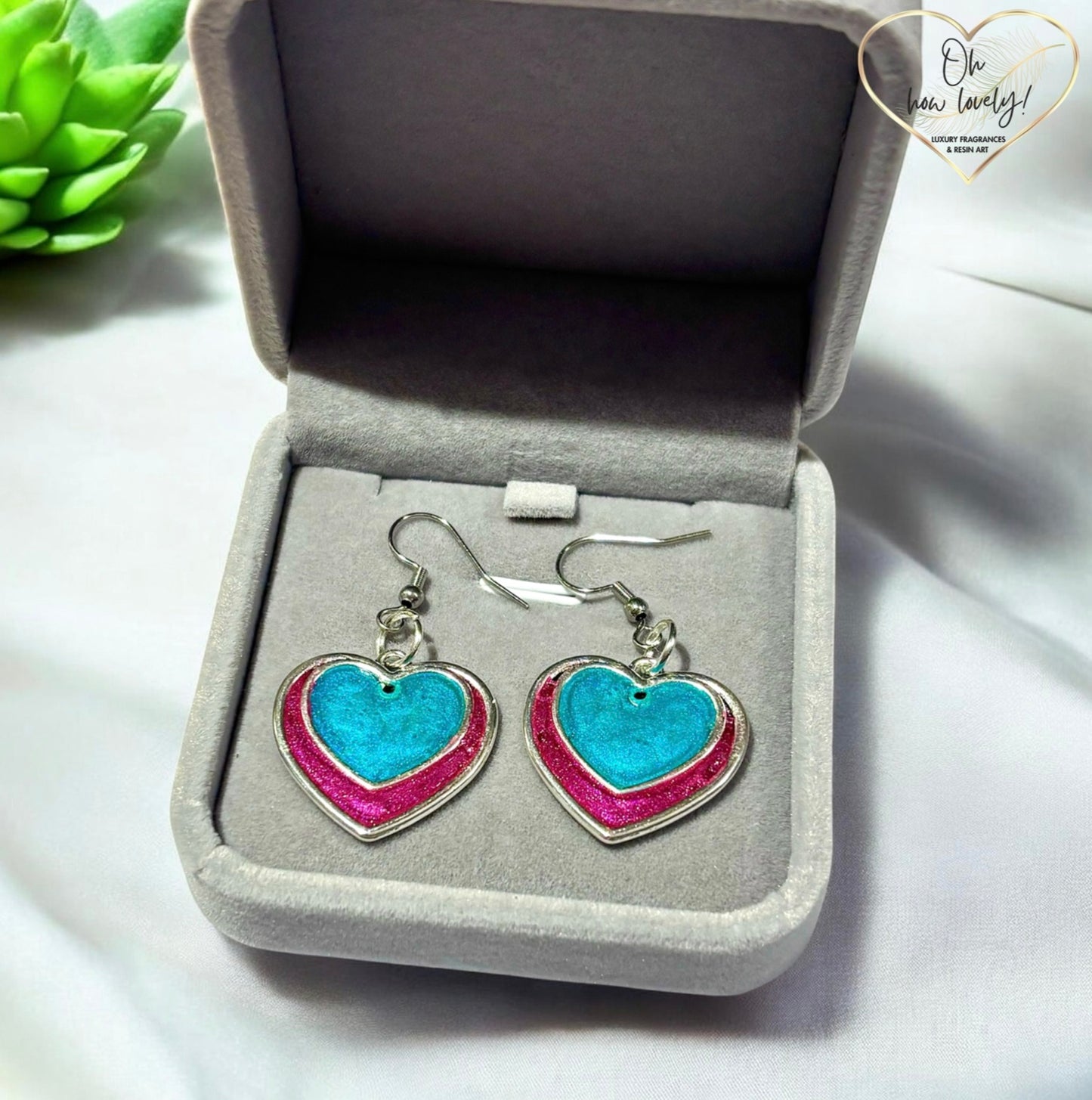Jade & Fuschia Heart Earrings