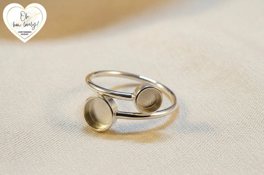 Silver Adjustable Double Inlay Memorial Ring