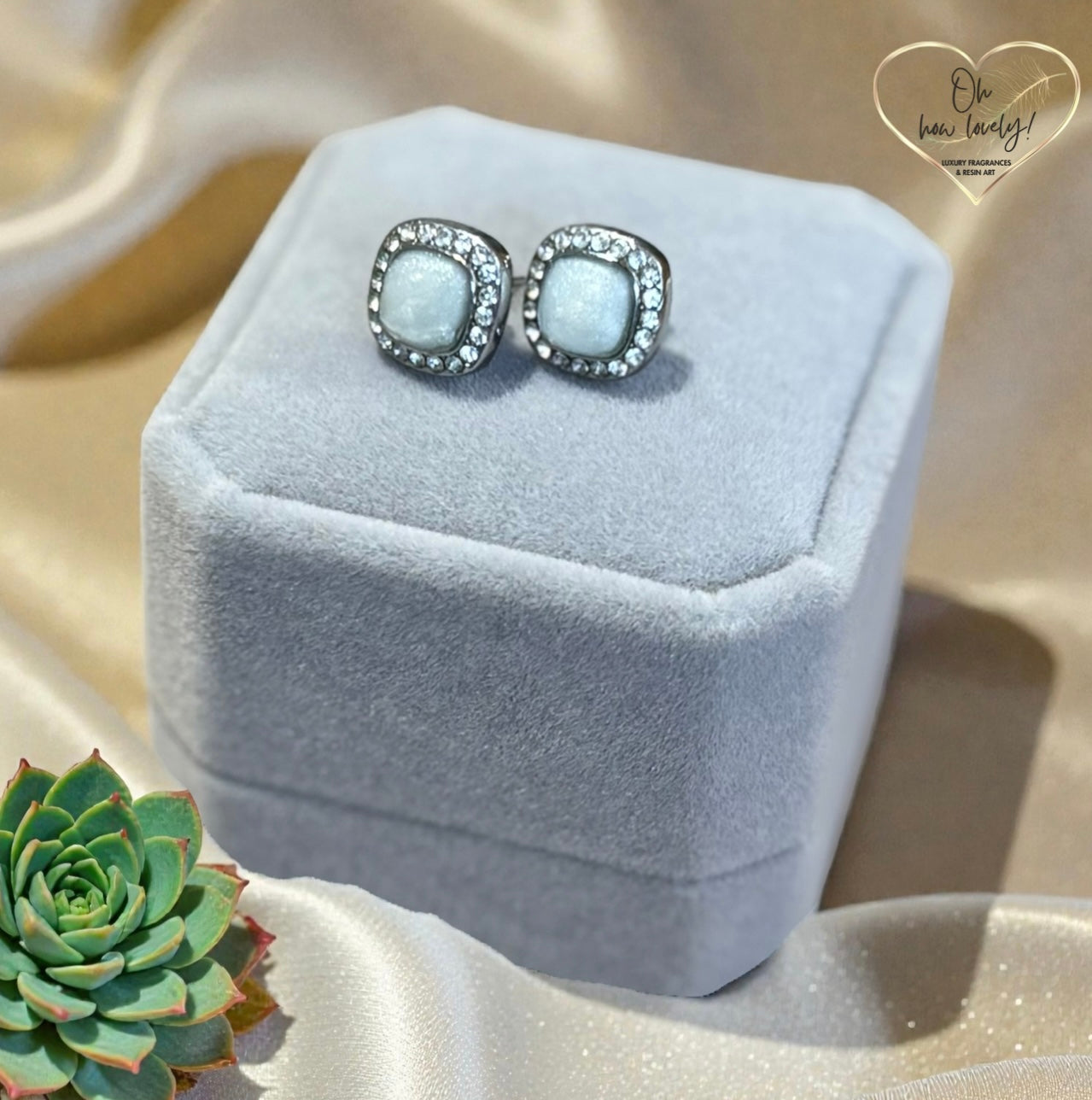 Resin and CZ Halo Earrings