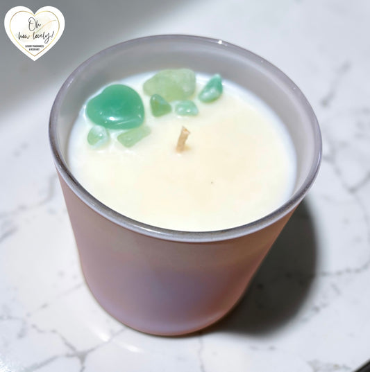 30cl Scented Candle with Green Aventurine Crystals - Lime Basil Mandarin