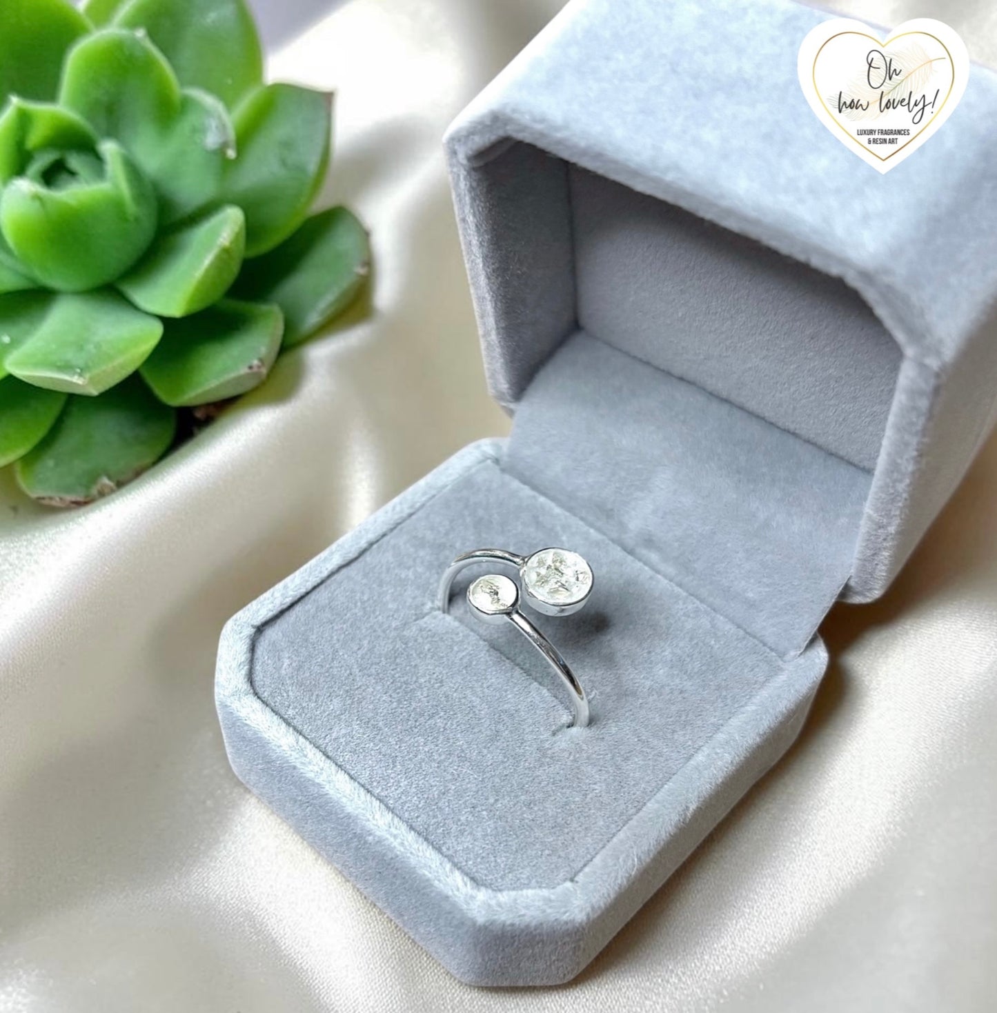 Silver Adjustable Double Inlay Memorial Ring
