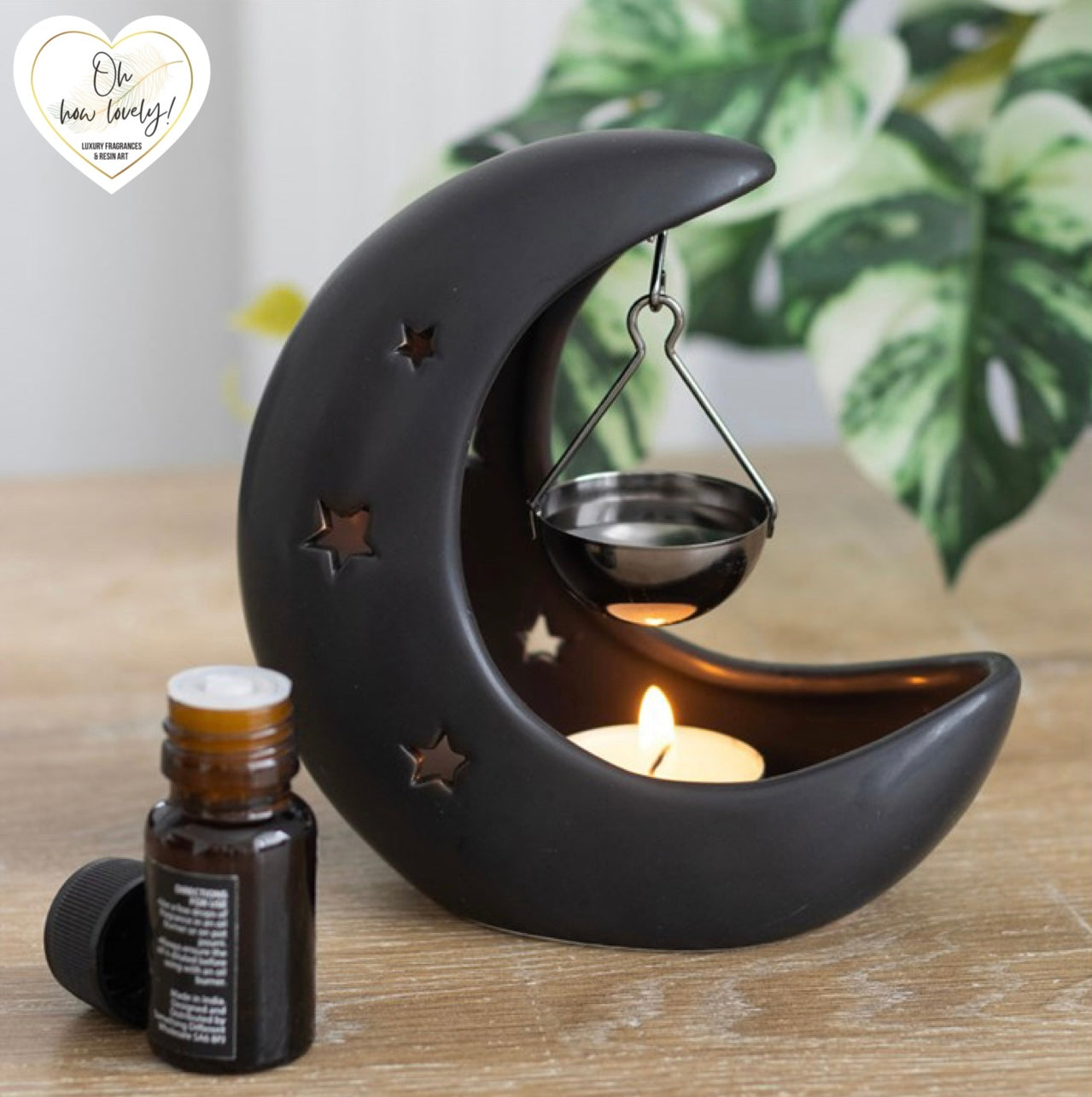 Black Crescent Moon Hanging Burner
