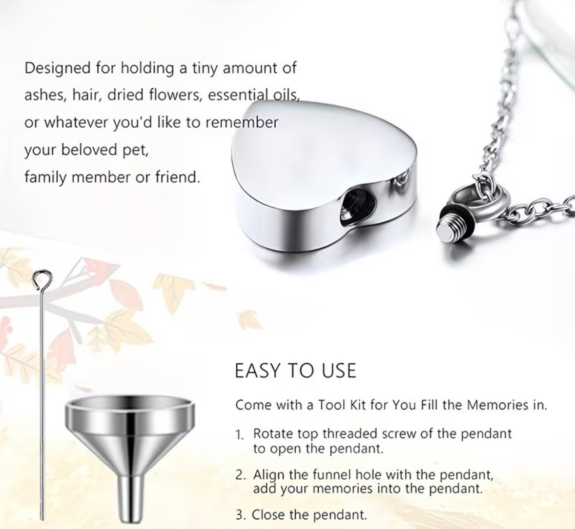 Self Fill ‘Forever in my heart’ Memorial Necklace