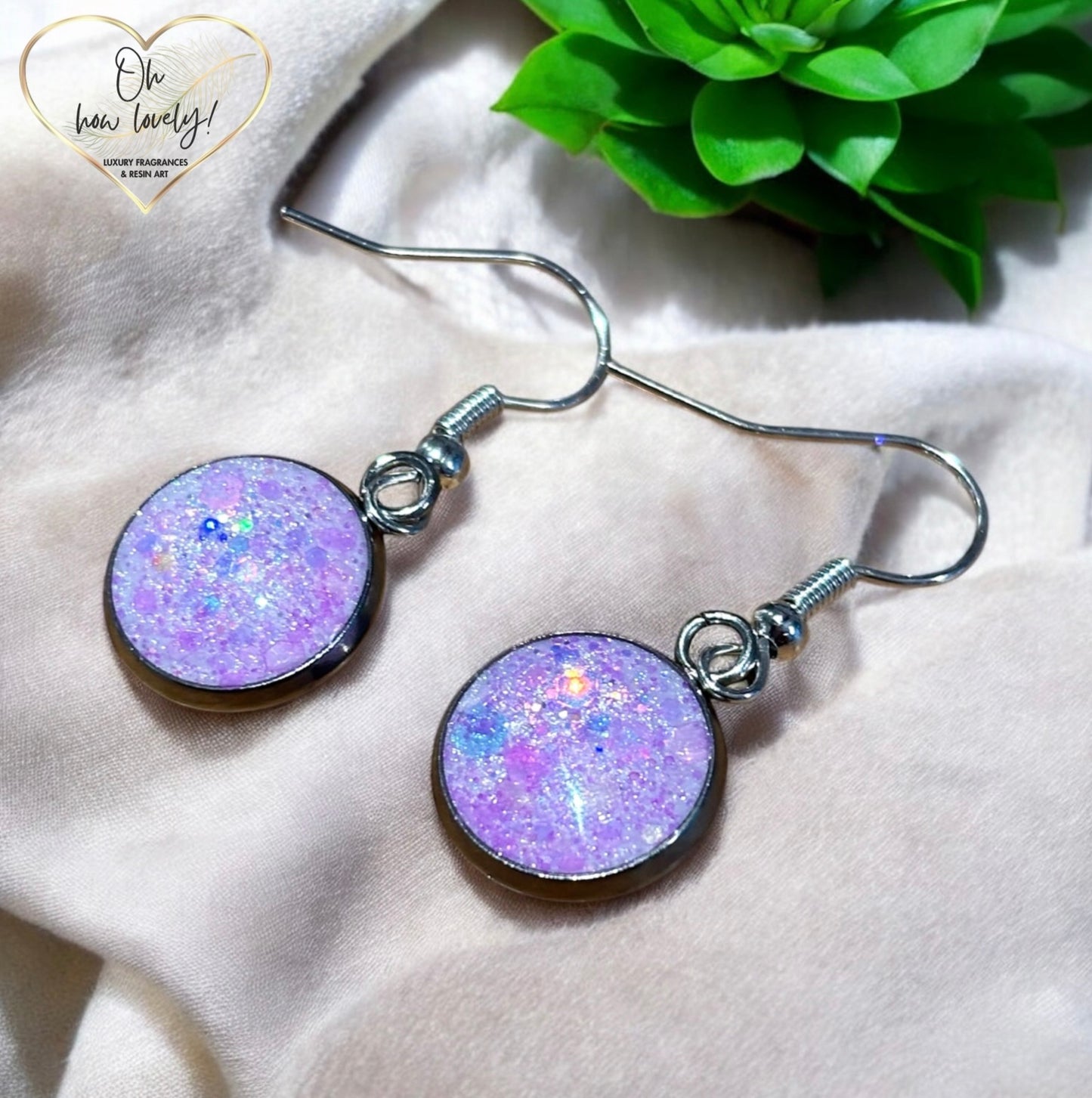 Resin Sparkle Dangle Earrings