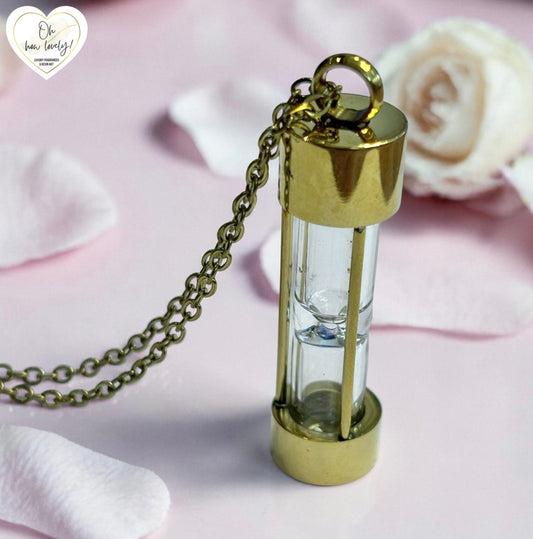 Self Fill ‘Egg Timer’ Memorial Necklace - Gold Plated