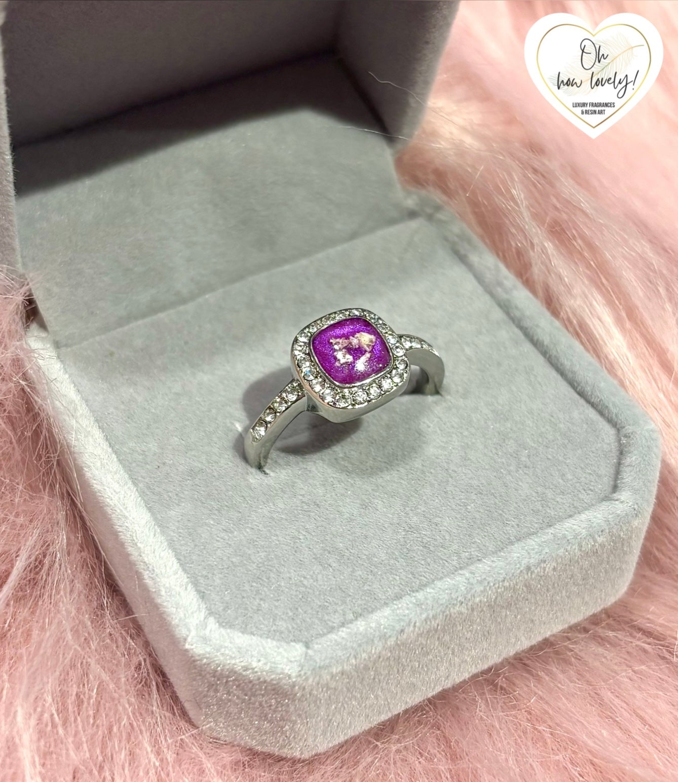 Square Stainless Steel CZ Pillow Halo Ring