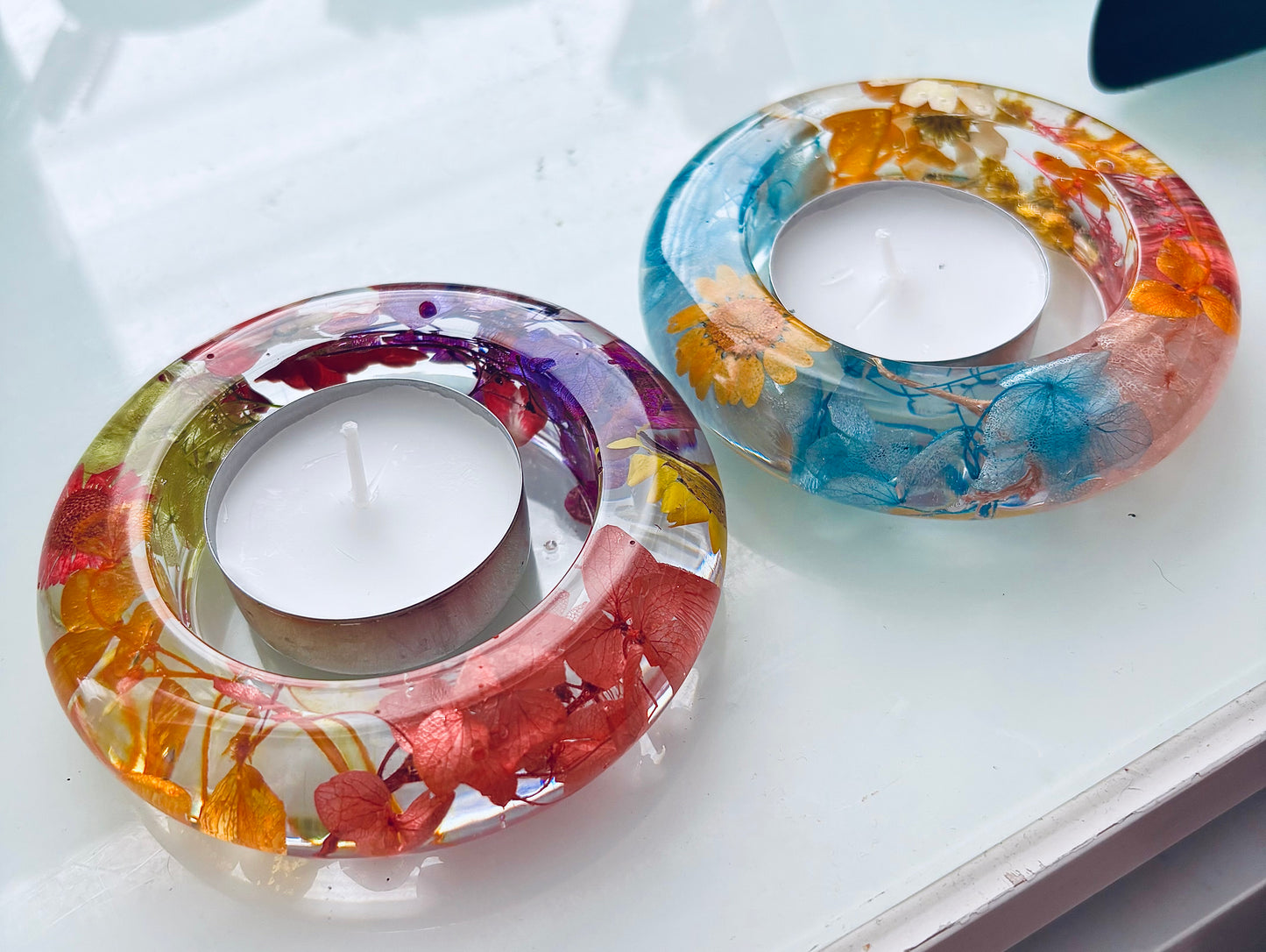 Beautiful Resin Floral Candle Holders