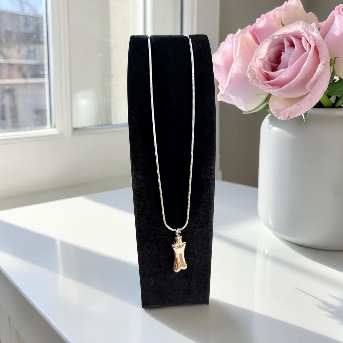 Self Fill Dog Bone Memorial Necklace