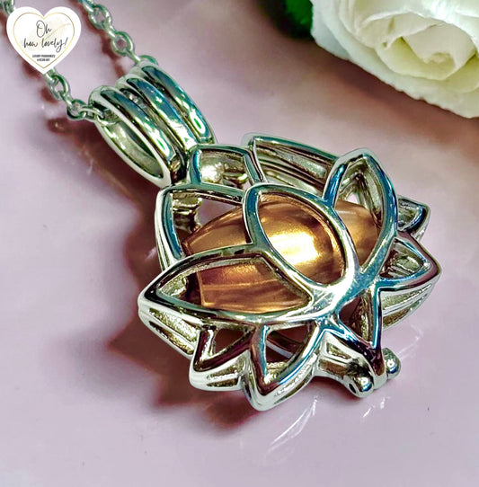 Self Fill Lotus Flower Memorial Necklace