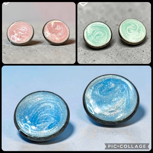 Two Tone Swirl Stud Earrings