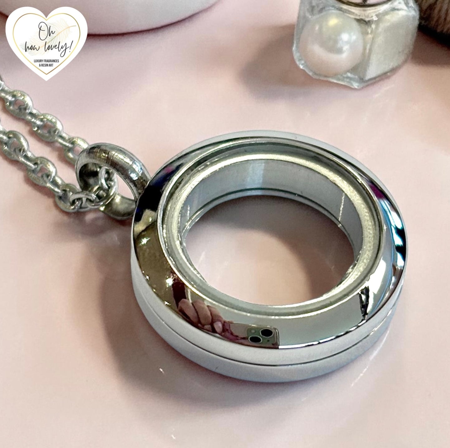 Self Fill Round Glass Frame Memorial Necklace