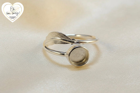 Solid Silver Adjustable Feather Memorial Ring