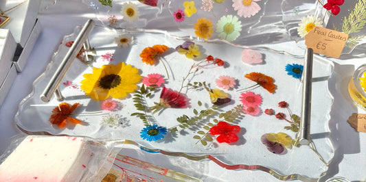 Floral Resin Tray with handles