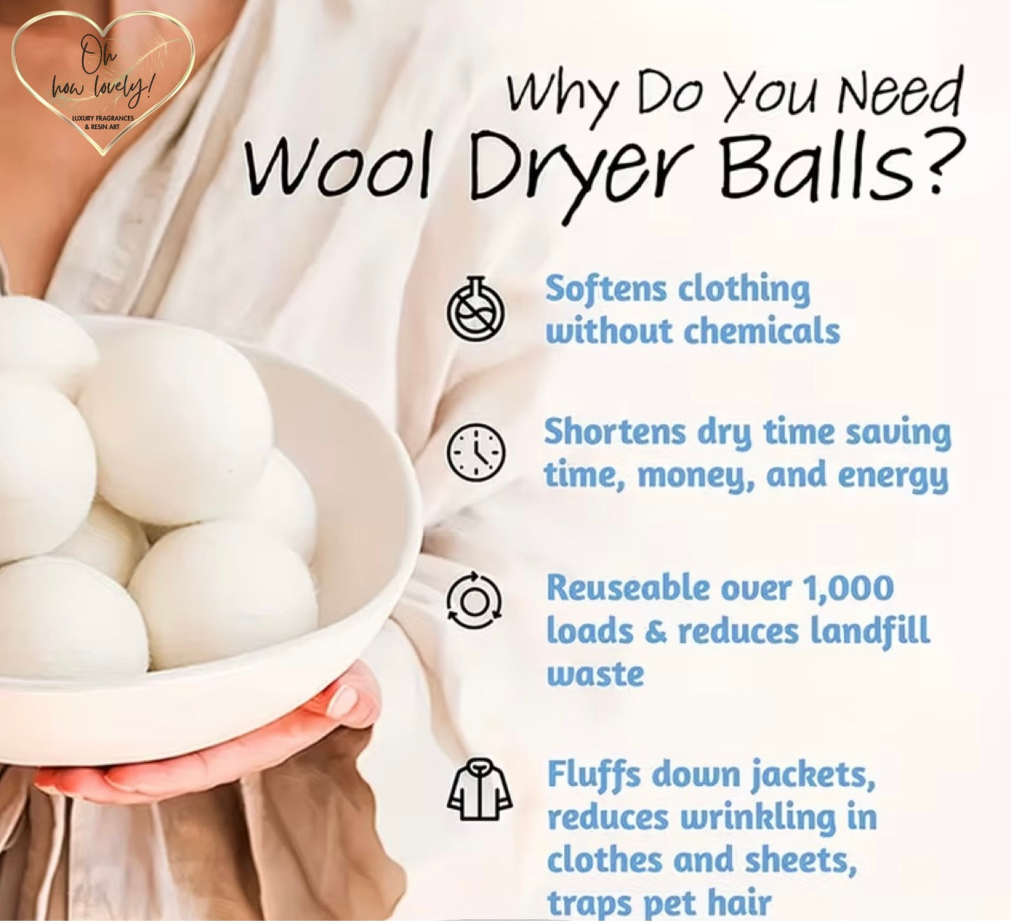 Natural Wool Dryer Balls & Oil