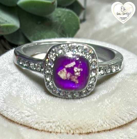Square Stainless Steel CZ Pillow Halo Ring