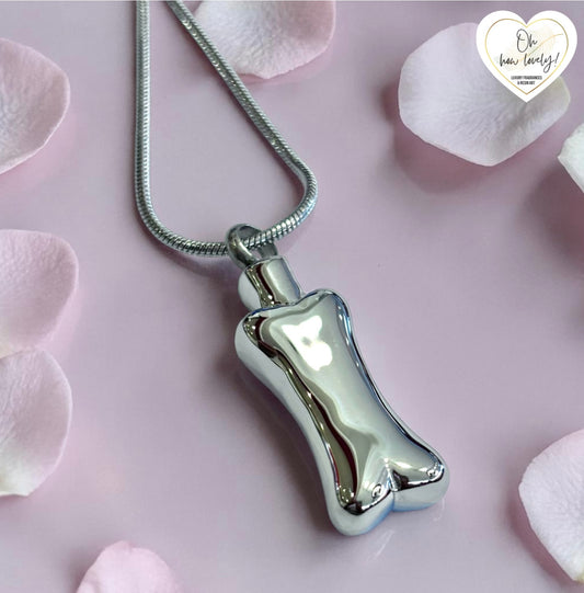 Self Fill Dog Bone Memorial Necklace