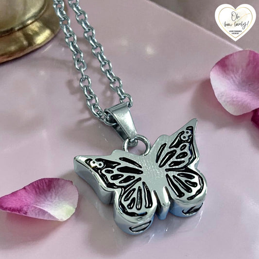 Self Fill Butterfly Memorial Necklace
