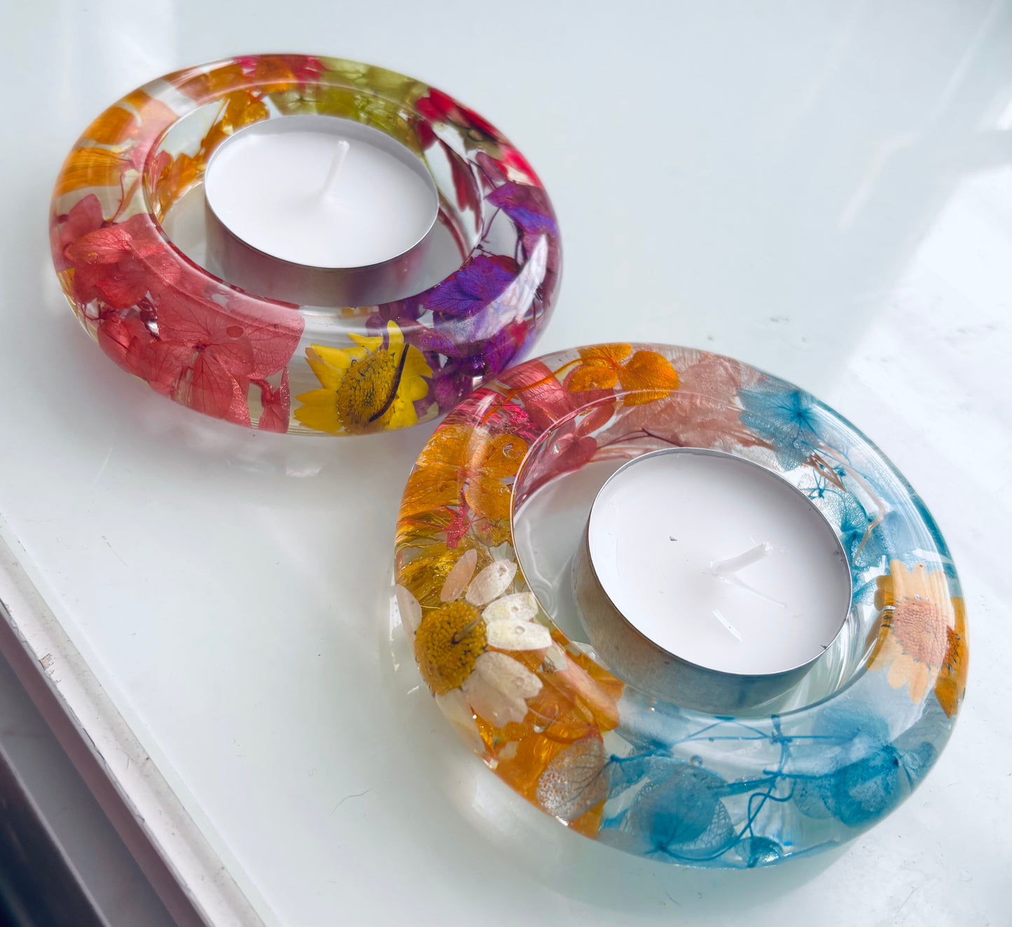 Beautiful Resin Floral Candle Holders
