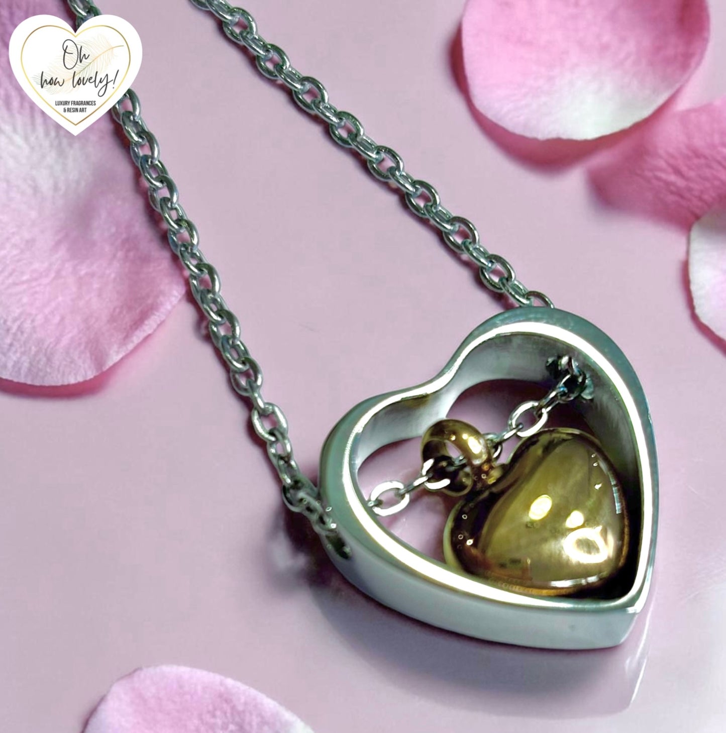 Self Fill Double Heart Memorial Necklace