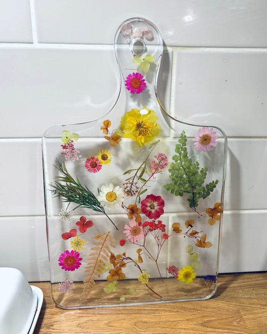 Beautiful Floral Clear Resin Chopping Board