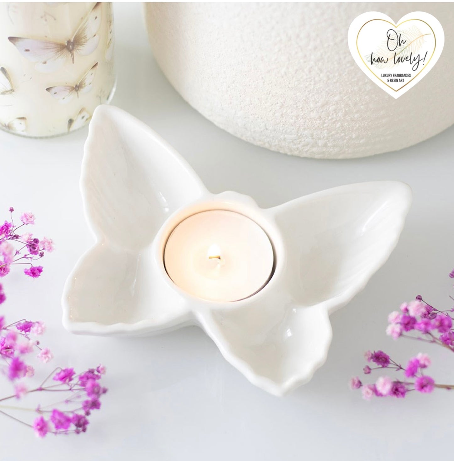Ceramic Butterfly Tealight Holder
