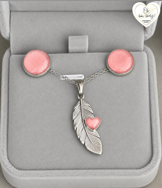 Matching Feather Chain & Earrings set