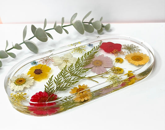 Floral resin trinket tray