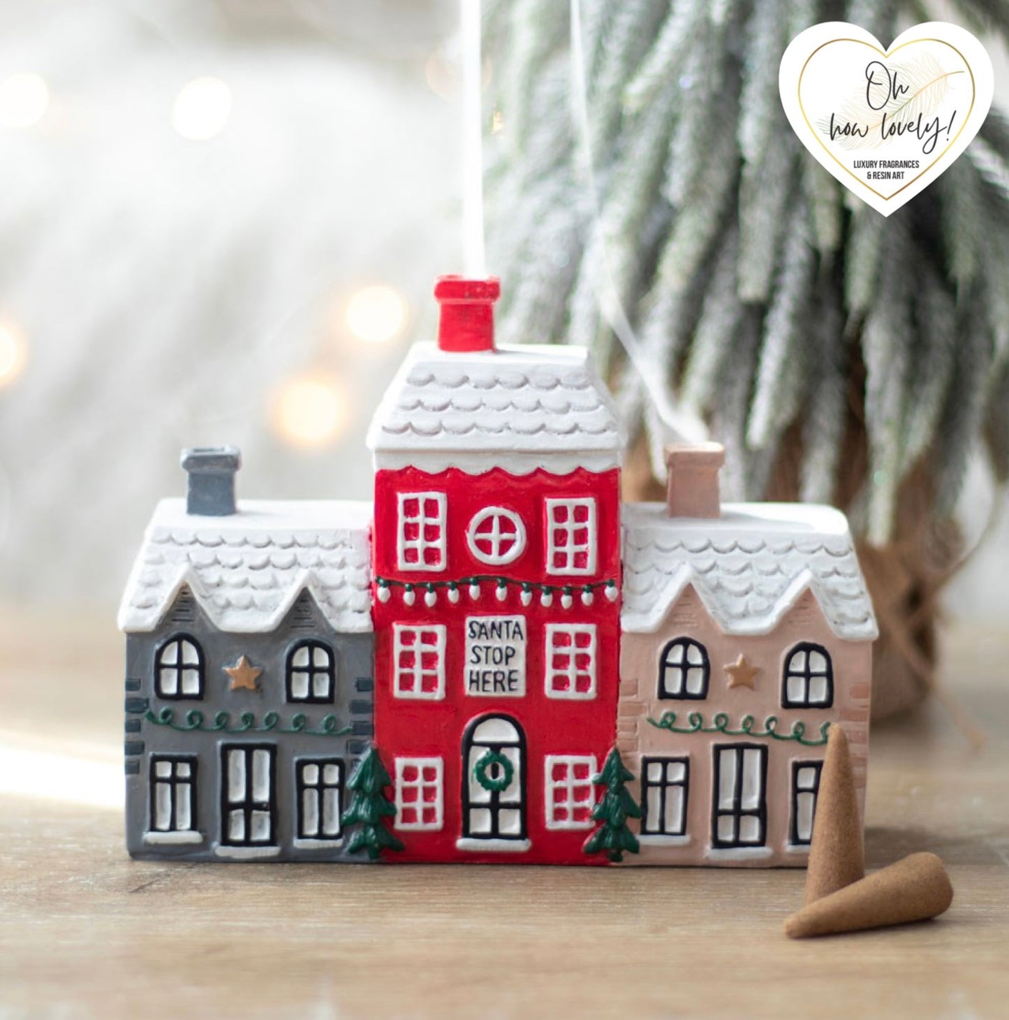 CHRISTMAS VILLAGE INCENSE CONE HOLDER