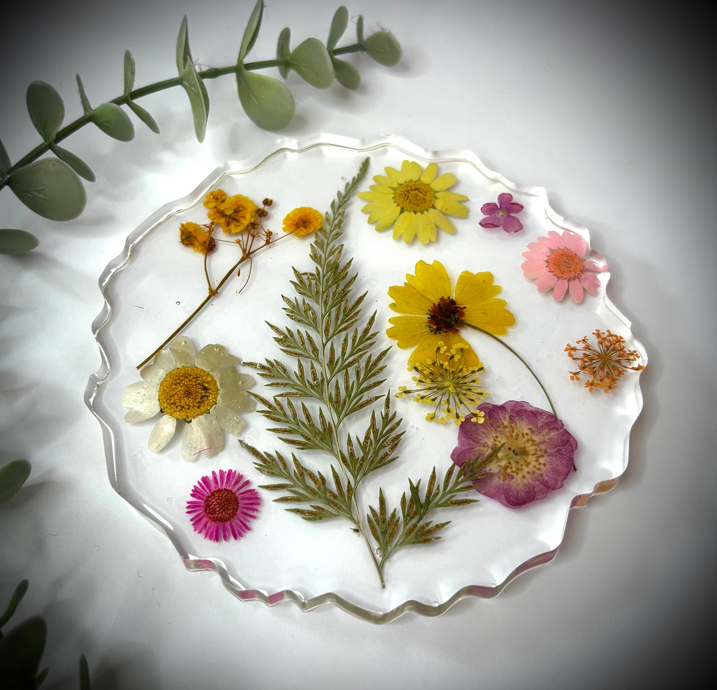 Large Floral Resin Coaster
