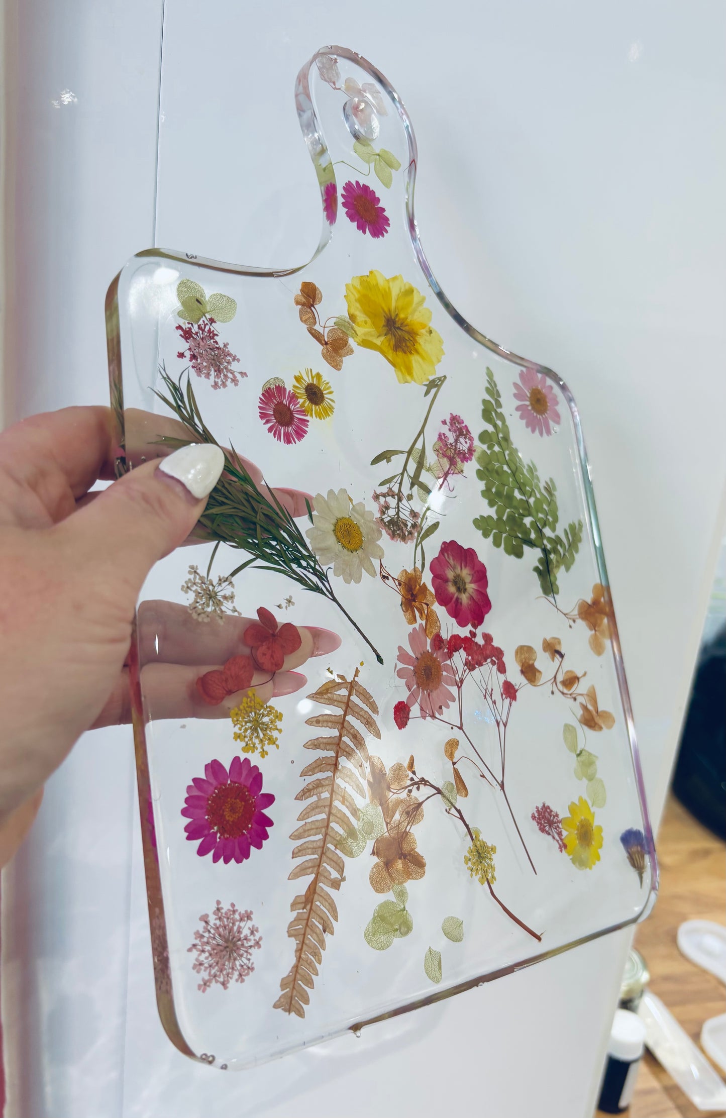 Beautiful Floral Clear Resin Chopping Board
