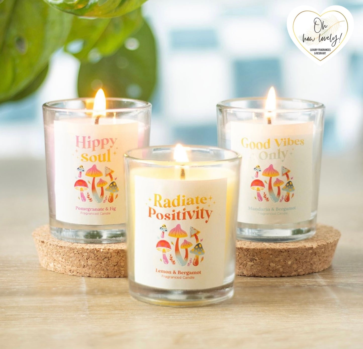 Set of 3 Funky Votive Scented Candles