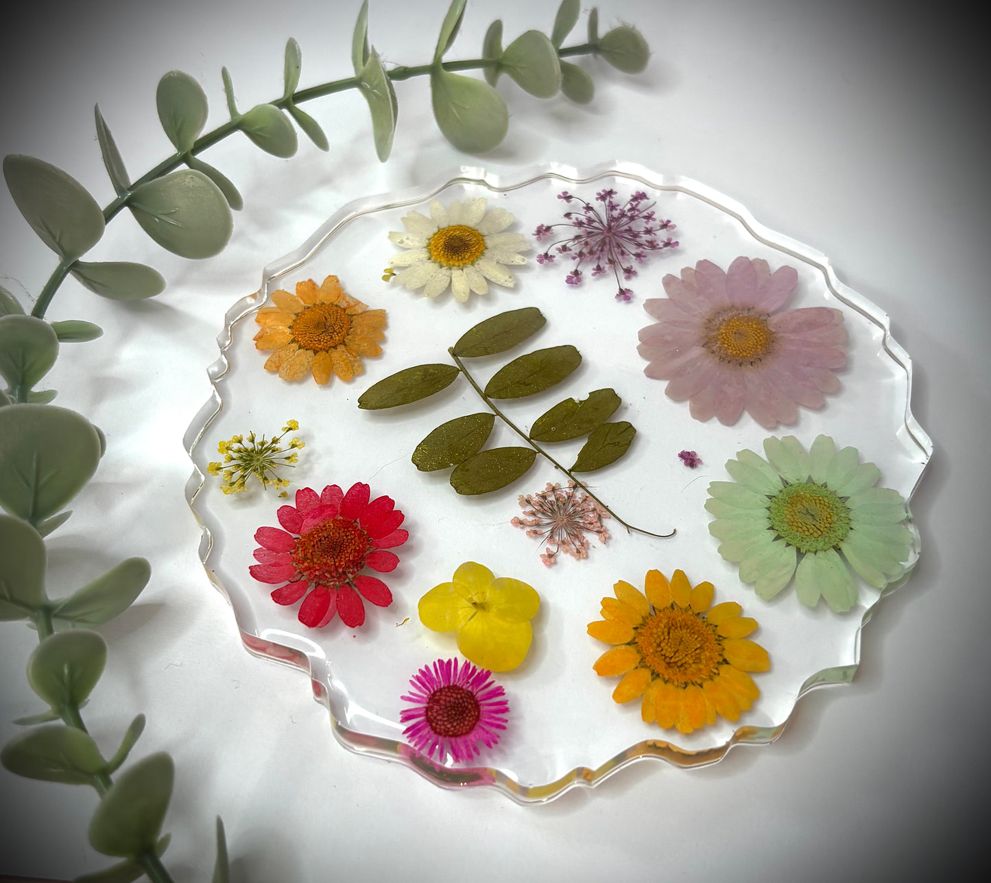 Large Floral Resin Coaster