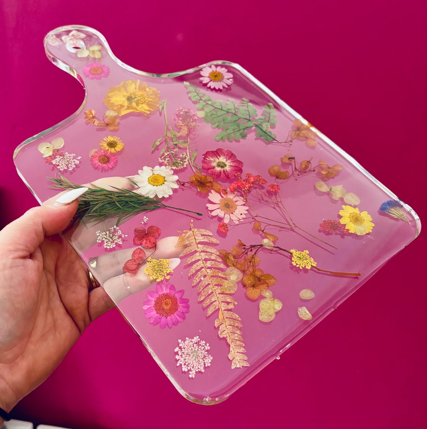 Beautiful Floral Clear Resin Chopping Board