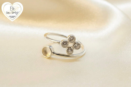 Solid 925 Silver CZ Memorial Ring