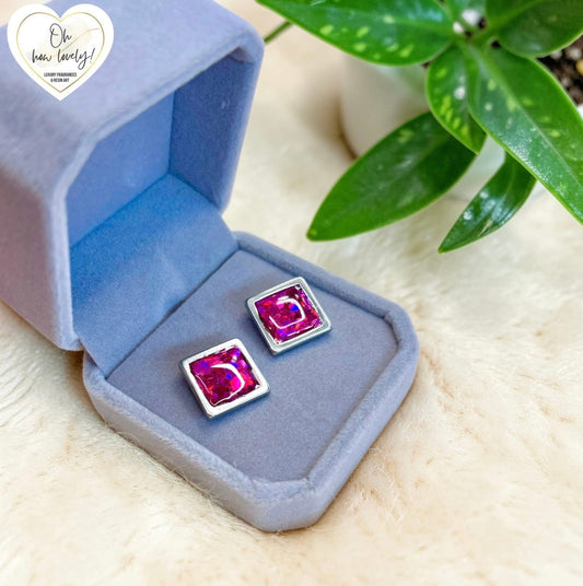 Square or Round Memorial Stud Earrings