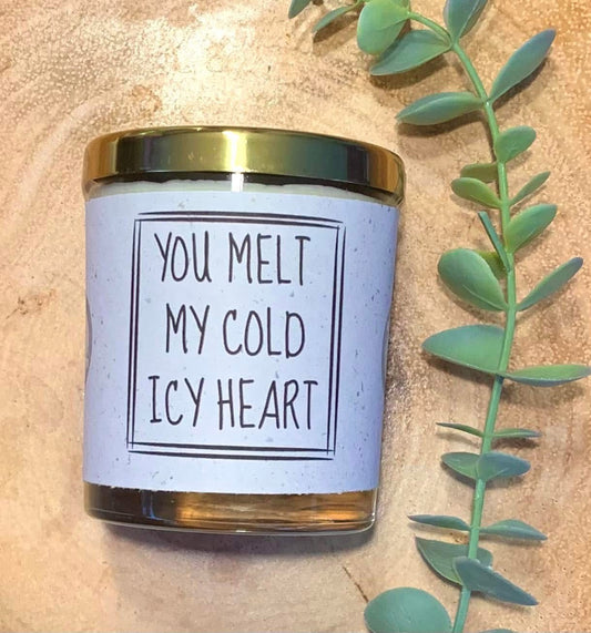 ‘You melt my cold heart’ candle
