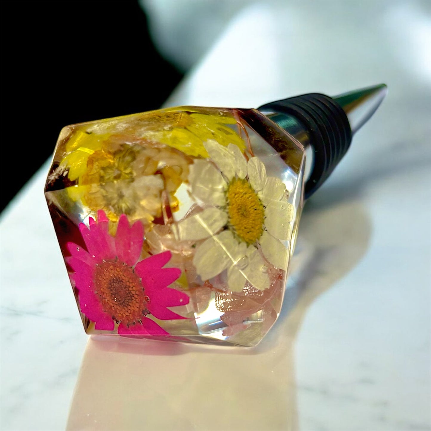 Bright Floral Resin Bottle Stopper