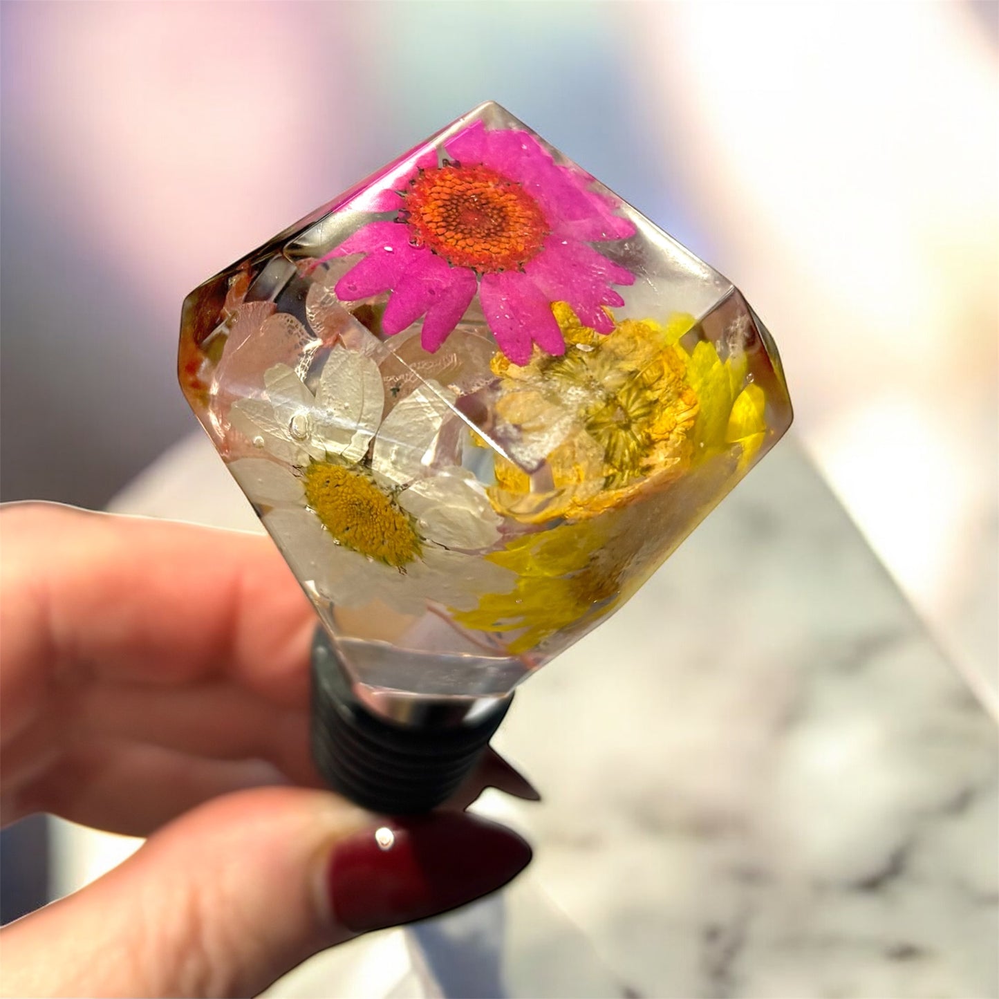 Bright Floral Resin Bottle Stopper