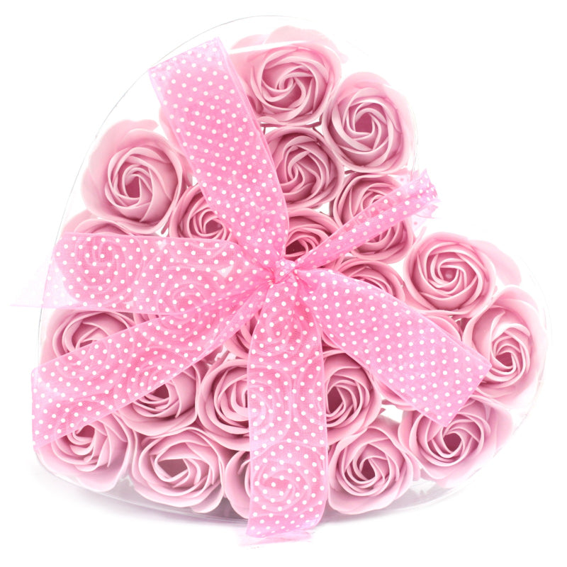 Set of 24 soap flower heart box